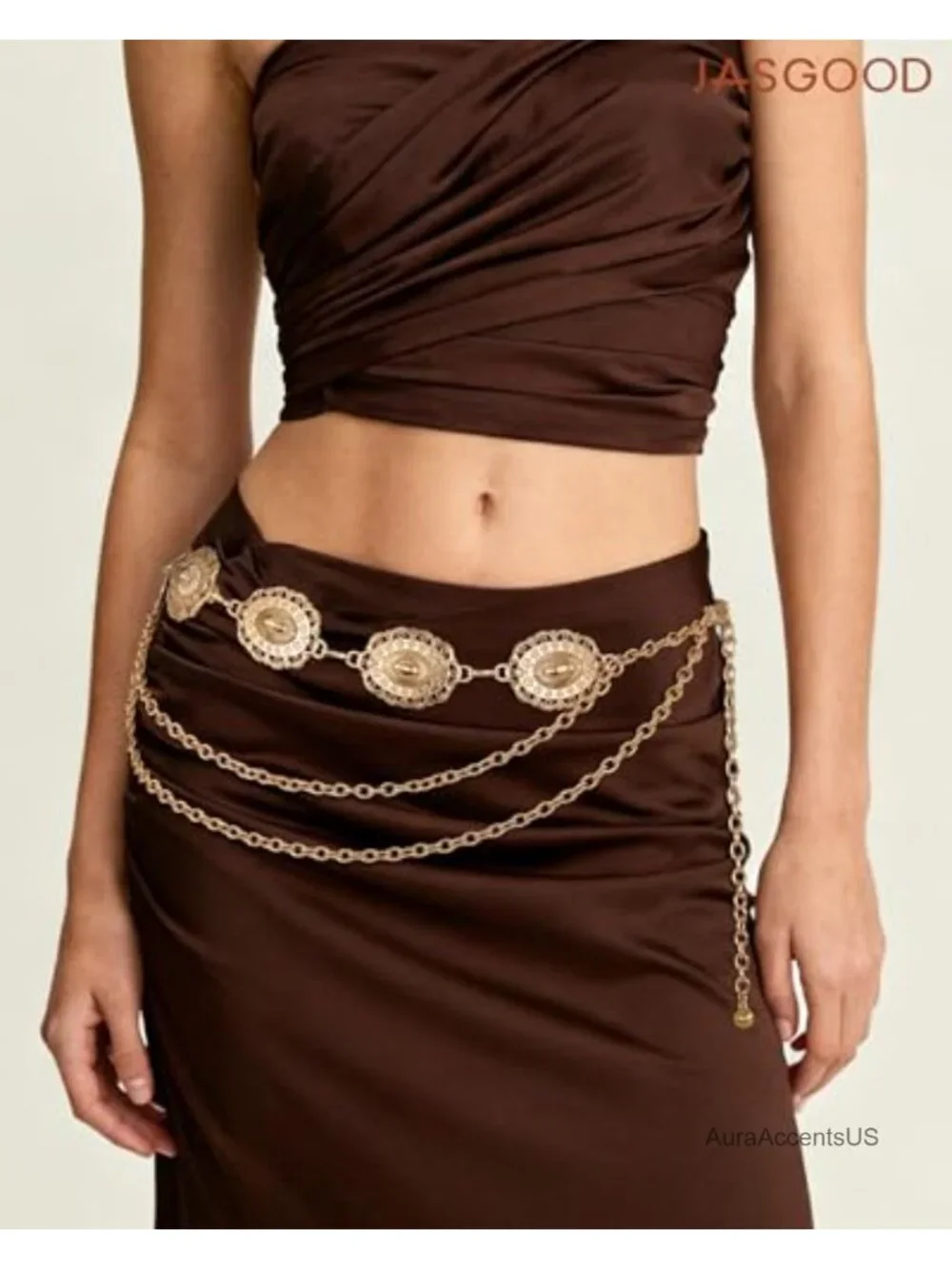 Vintage Western Boho Concho Chain Belt for Women Dresses Jeans Concert Outfit
